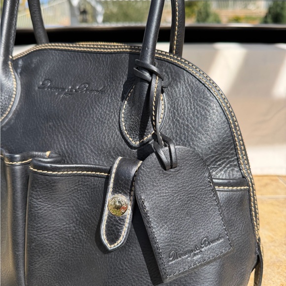 RARE Dooney & Bourke BLACK Florentine Vacchetta Leather Domed Satchel HANDBAG - Picture 2 of 11